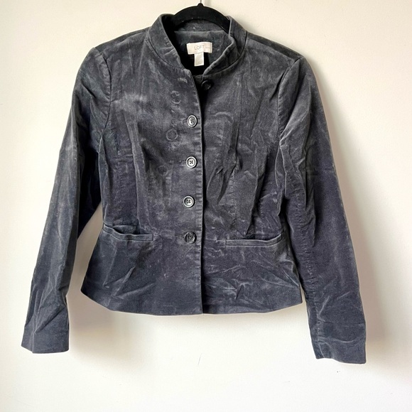 LOFT Petites Gray Velvet Mandarin Collared Blazer—SZ. 4P - Picture 13 of 16